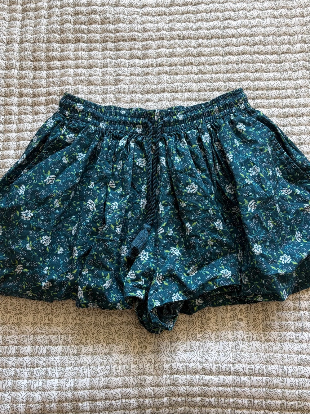 Old Navy Teal Floral High-Waist Shorts